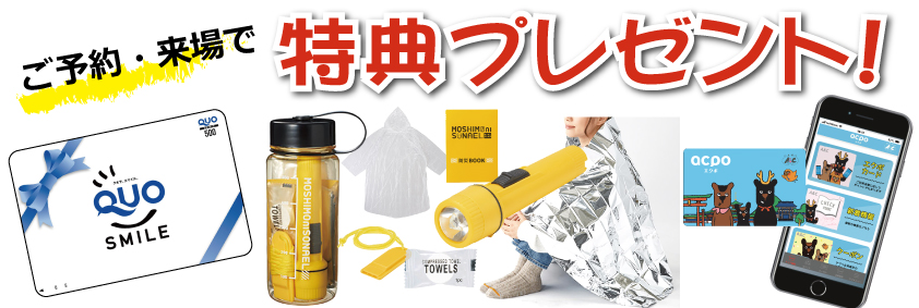 ご予約、ご来場で特典プレゼント！